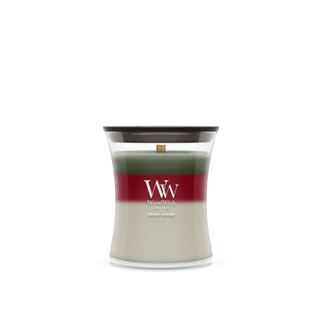 WoodWick Holiday Garland Medium Hourglass Trilogy Candle