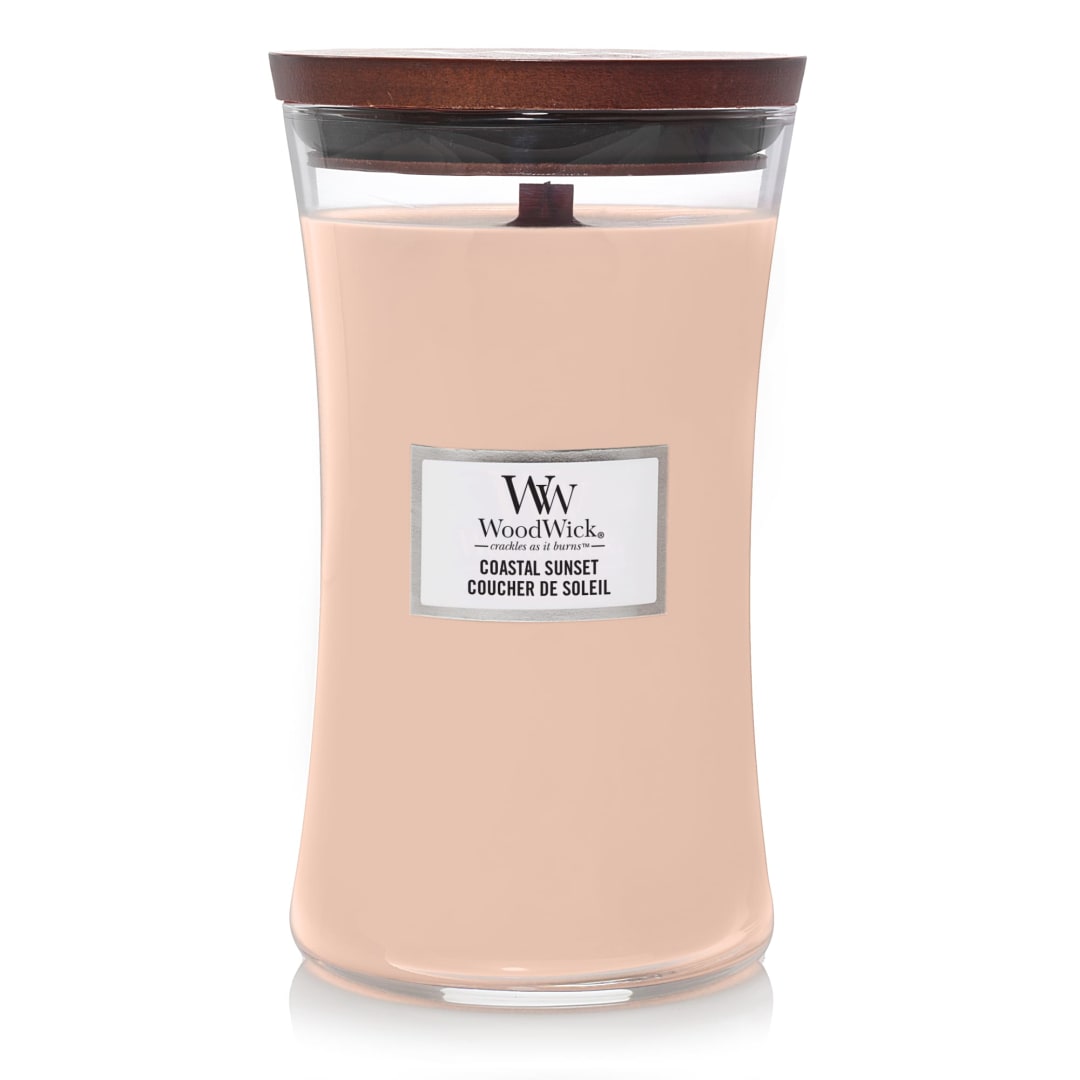 WoodWick® Large Hourglass Scented Candle | Coastal Sunset | with Crackling Wick | Up to 130 Hours Burn Time