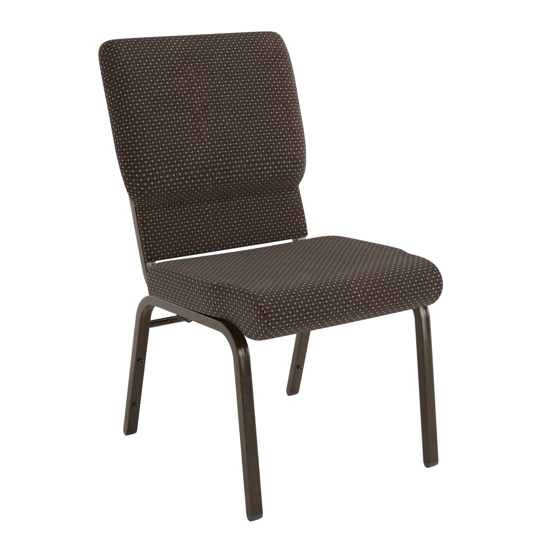 4 Pack HERCULES Series 18.5''W Stacking Church Chair in Brown Dot Fabric - Gold Vein Frame