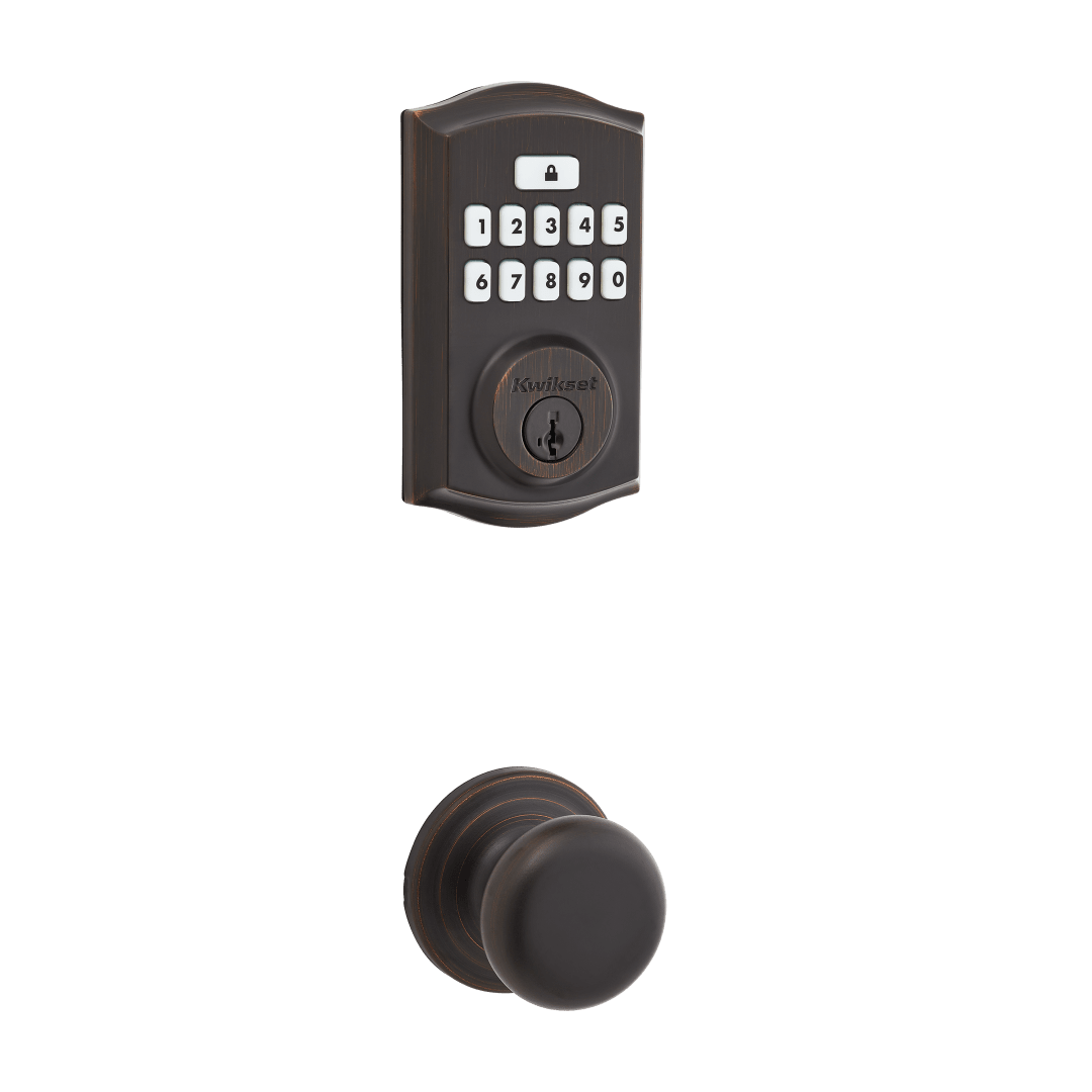 SmartCode 260 Traditional Keypad Electronic Deadbolt featuring SmartKey Security™ and Hancock Hall/Closet Knob Combo Pack in Venetian Bronze