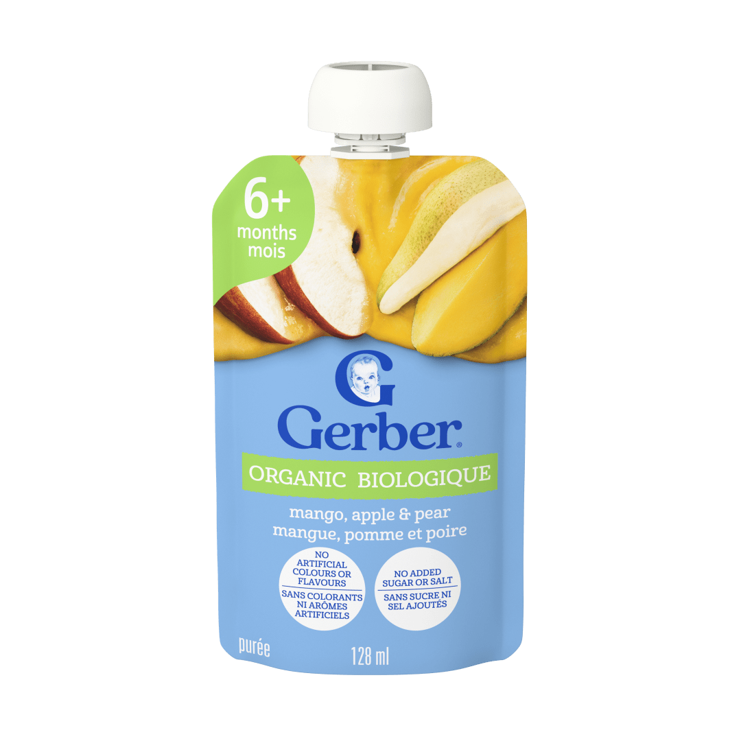 GERBER Orgnc PureeMgoAppPear12x128mlCA