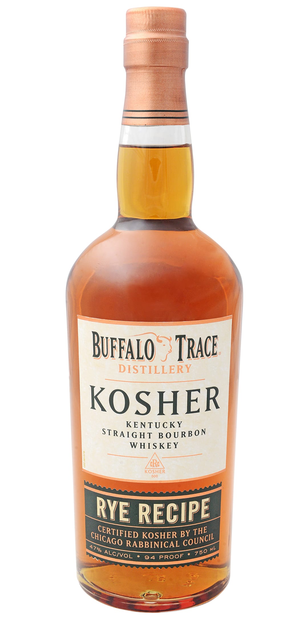 Buffalo Trace Distillery Kosher Rye Kentucky Straight Bourbon Whiskey 750ml 94 Proof