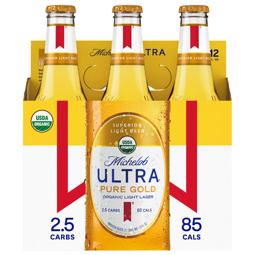 Michelob ULTRA Pure Gold Organic Light American Lager Beer 6 Pack, 12 fl oz Bottles