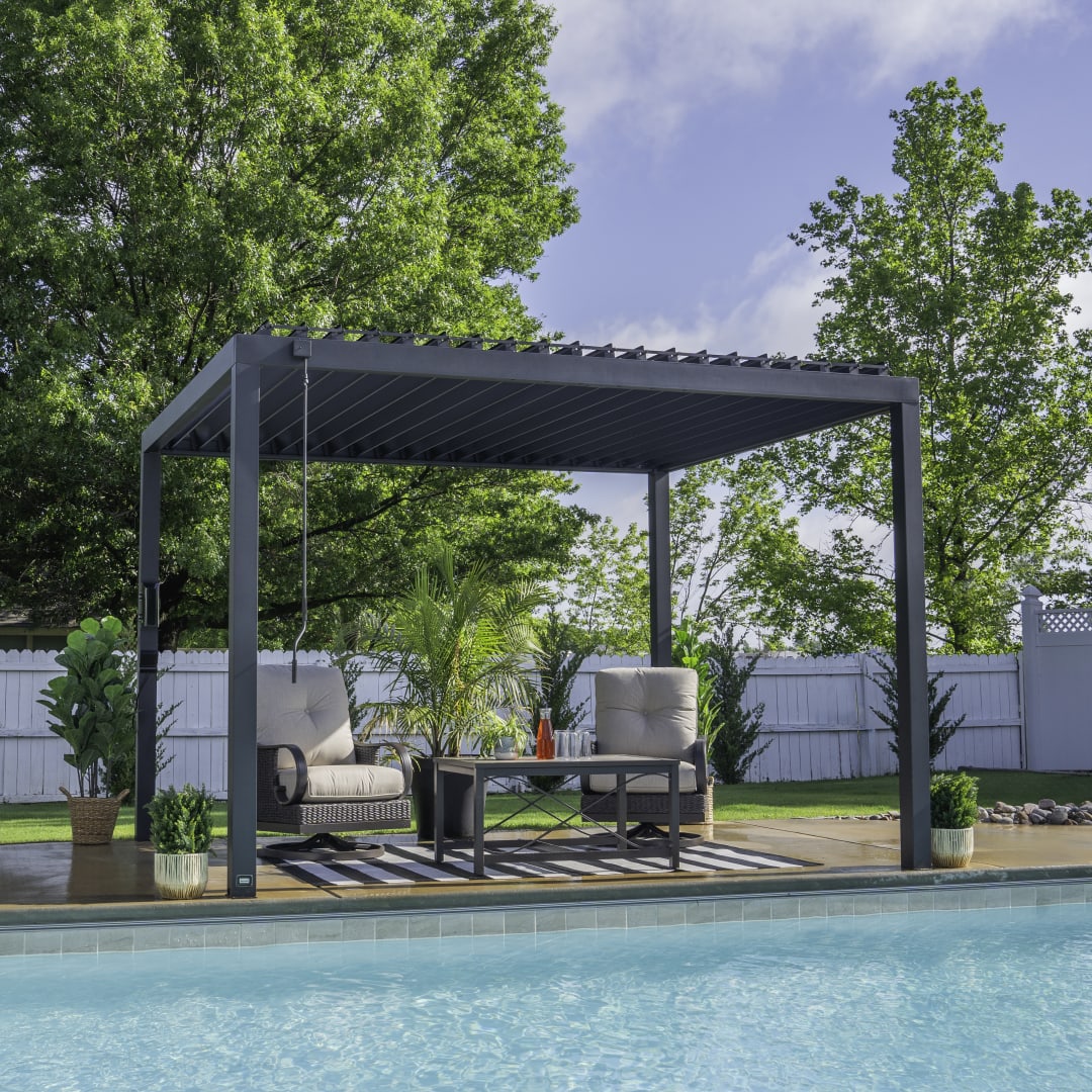 Sarasota Steel Louvered Pergola-12x10