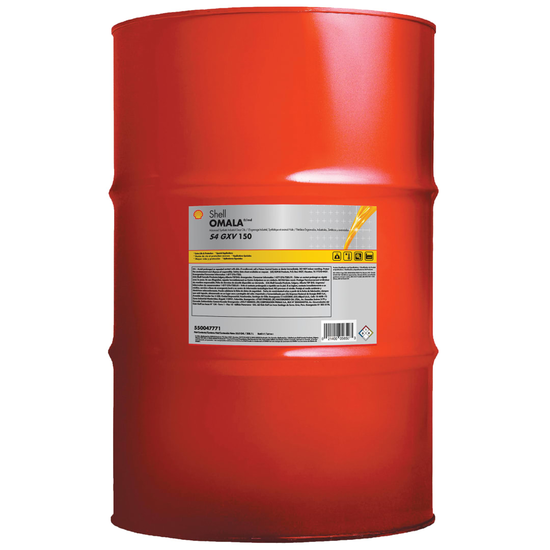 Shell Omala S4 GXV 150 Synthetic Industrial Gear Oil, 55 Gallon Drum