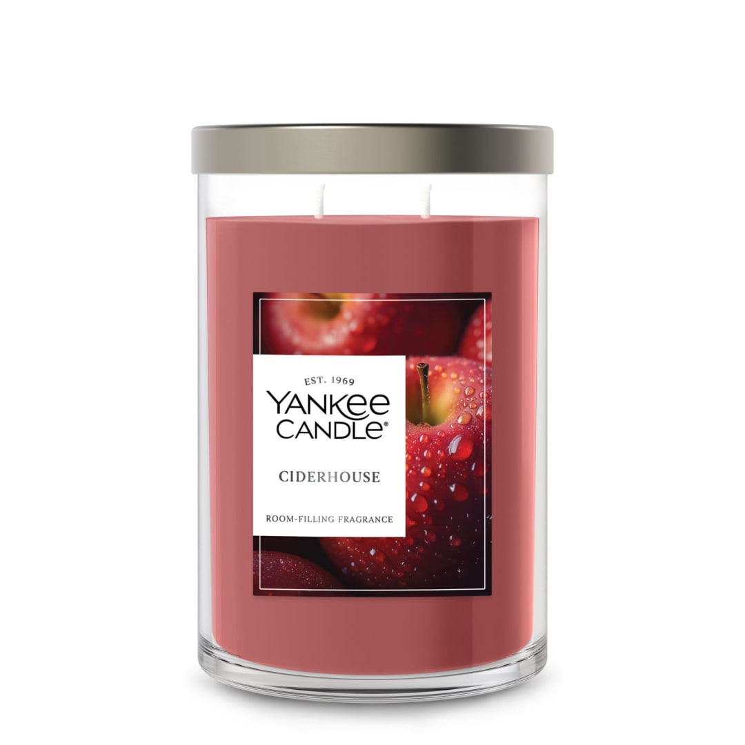 Yankee Candle® Large Tumbler Scented Candle with up to 80 Hour Burn Time, Premium Plant Wax Blend for Consistent Burn, 20 oz Tumbler Candle with Room Filling Fragrance, Ciderhouse