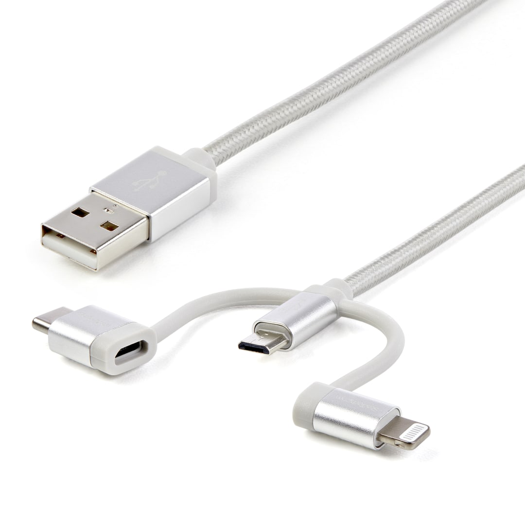3ft 3in1 Charger Cable - Lightning USB-C Micro-B