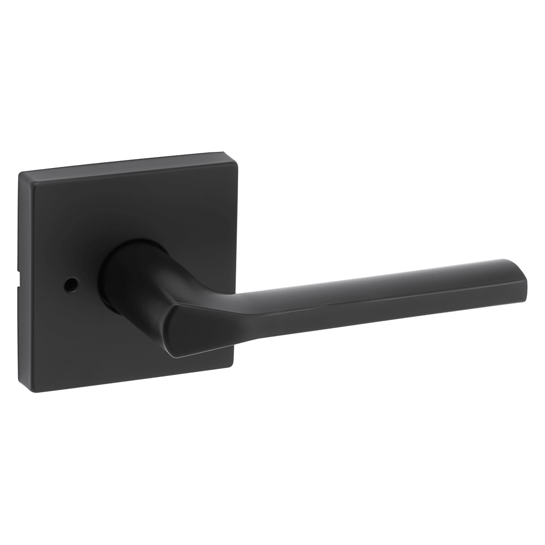 Lisbon Bed/Bath Lever w/ Square Rose in Matte Black