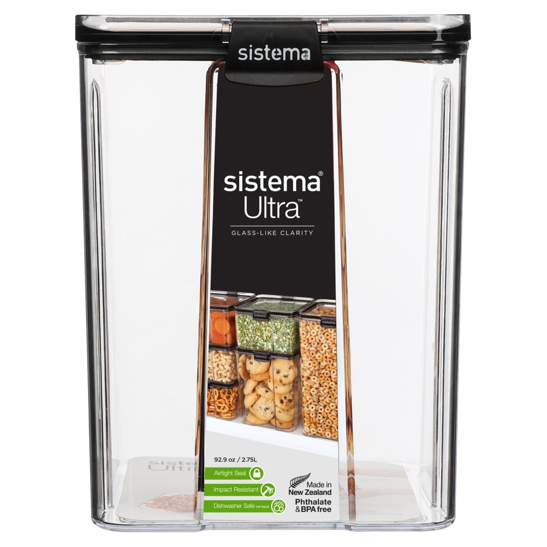 Sistema Ultra recipientes de almacenamiento herméticos de Tritan para despensas y cocinas | 2,75 l recipiente de plástico para guardar alimentos | Apilables | Sin BPA
