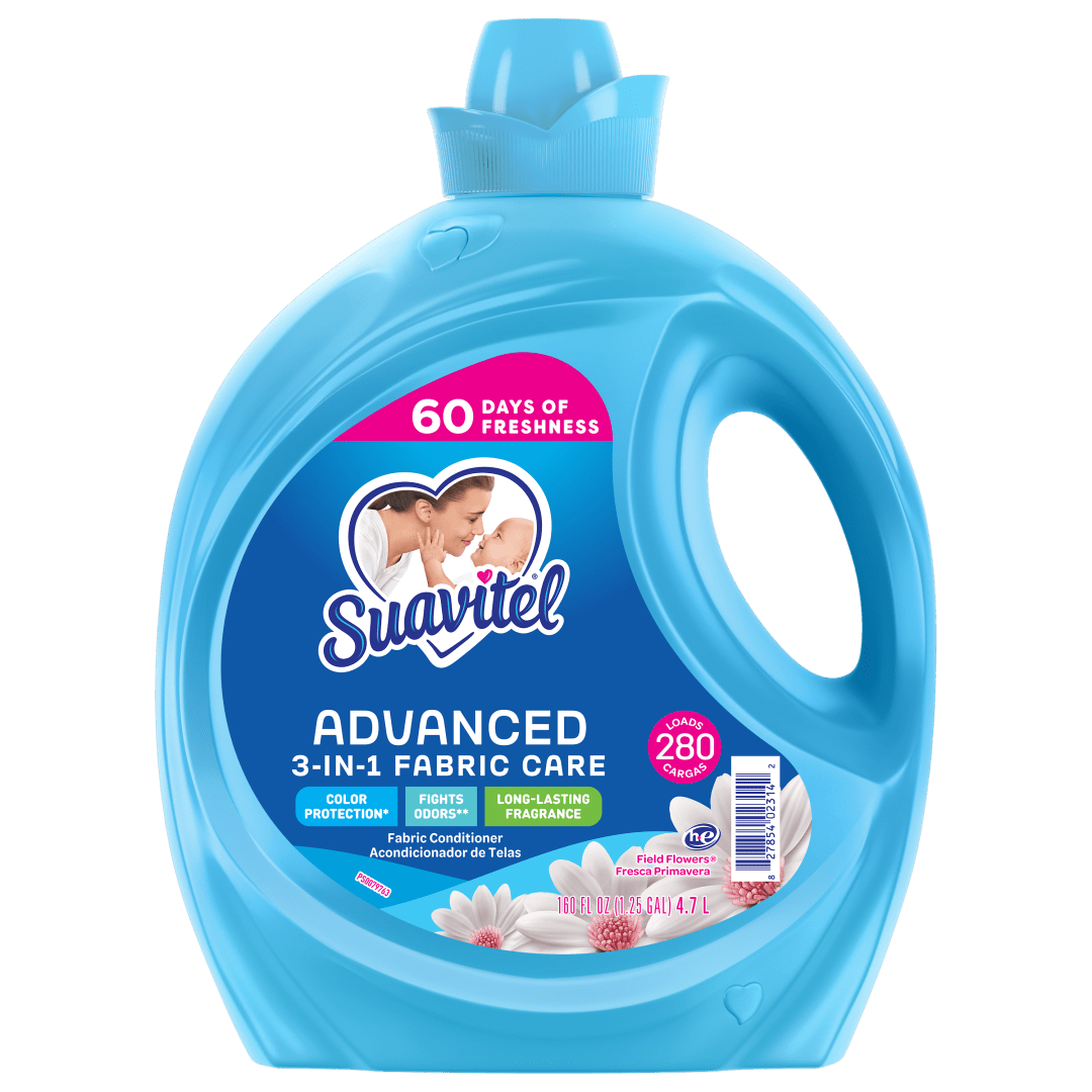 Suavitel Advanced Fabric Conditioner 3-in-1 Fabric Care, 280 Loads, Field Flowers Scent, 160 fl. oz.