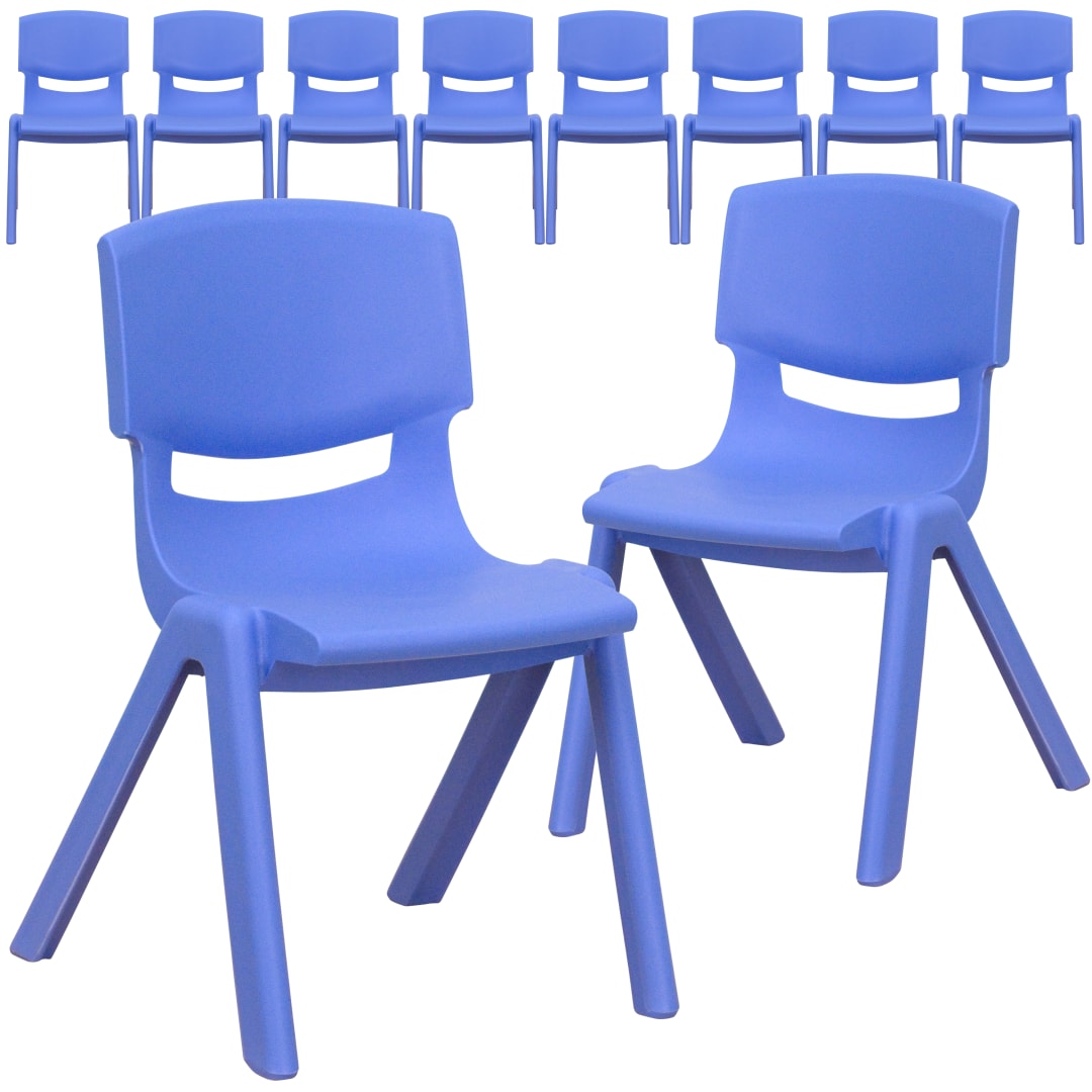 Whitney 10 Pack Blue Plastic Stackable School Chair with 12'' Seat Height