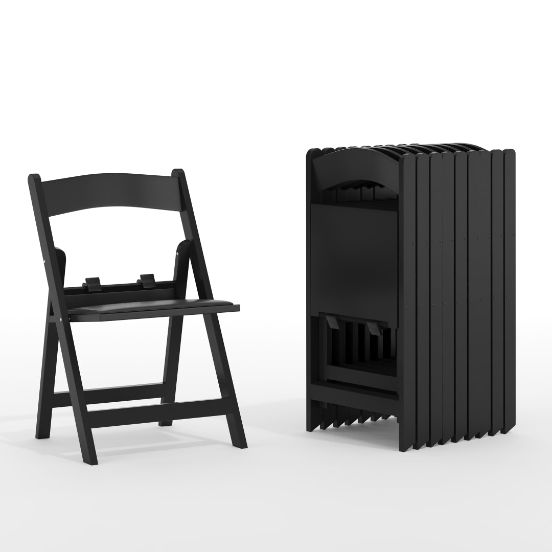 HERCULES Set of 10 Kids Black Resin Folding Chairs with Vinyl Padded Seat and 110.5" Seat Height, Ages 4-6
