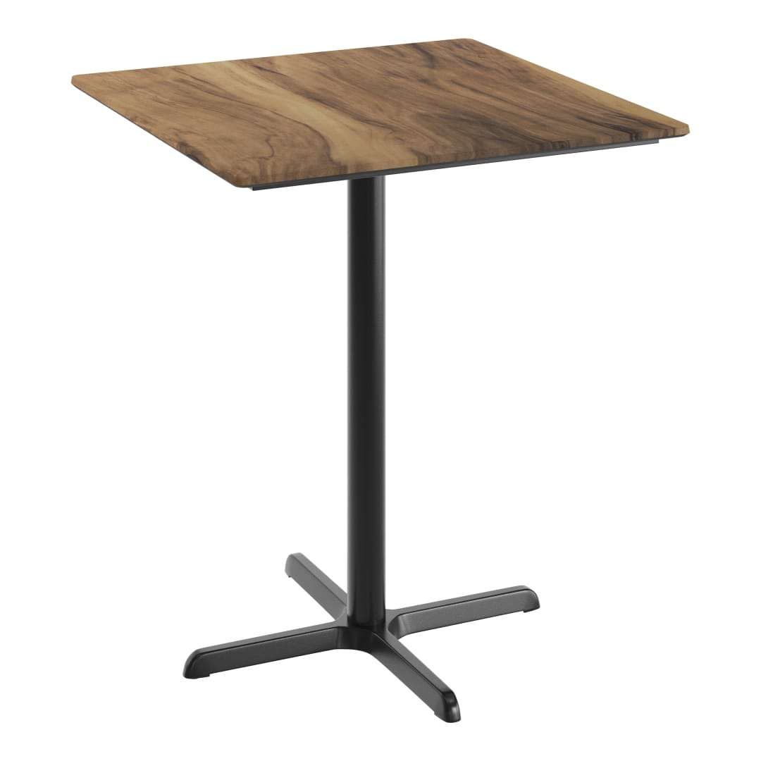 TopGuard 36" Square Tabletop with Seamless Surface Technology in Natural with 30" x 30" Black Bar Height X-Base
