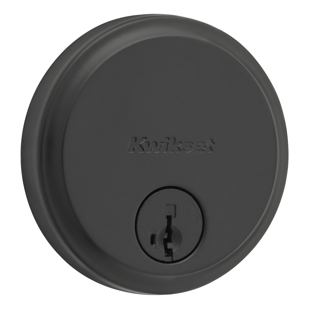 258 Hometown Round Keyed One Side Low Profile Deadbolt featuring SmartKey Security™ in Matte Black