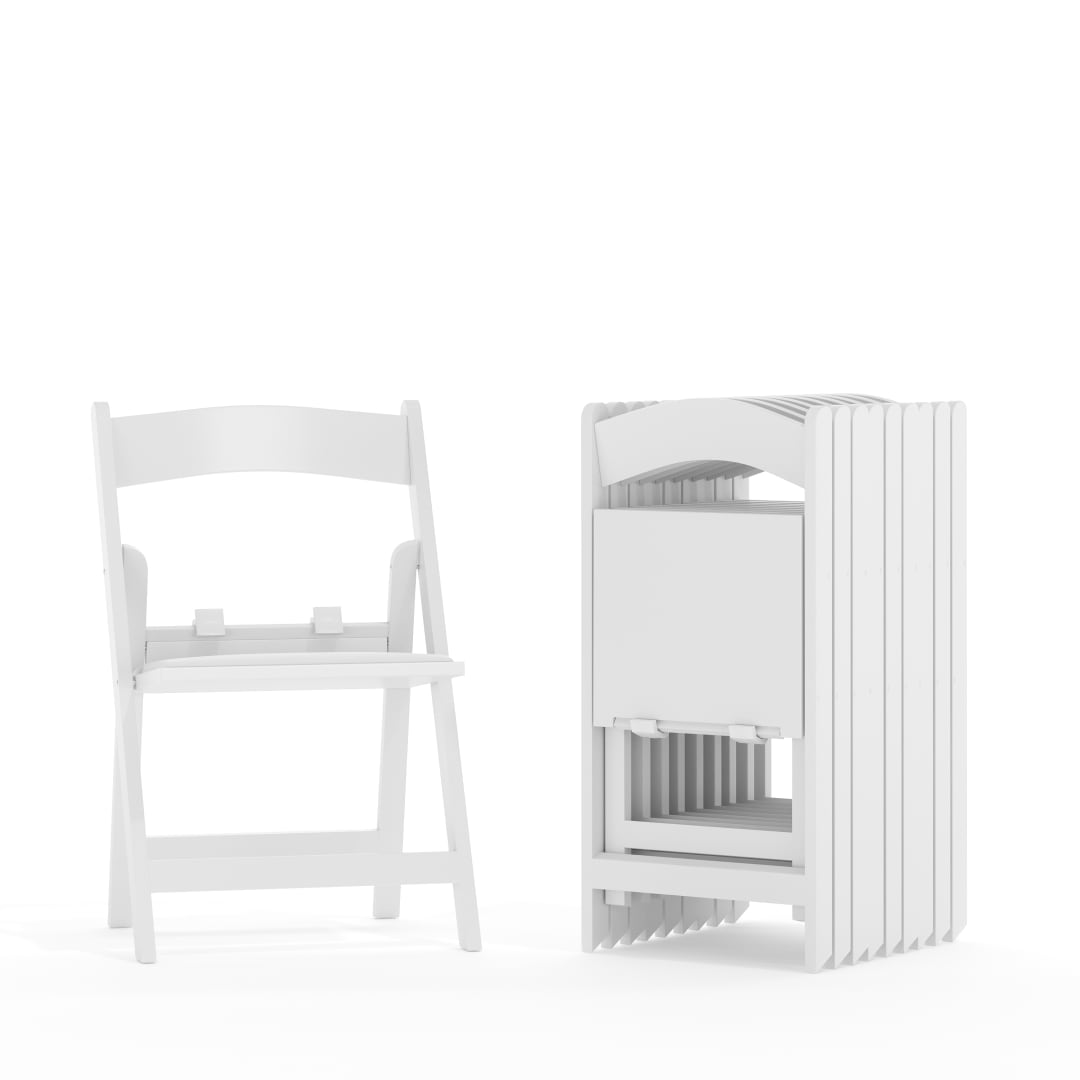HERCULES Set of 10 Kids White Resin Folding Chairs with Vinyl Padded Seat and 110.5" Seat Height, Ages 4-6