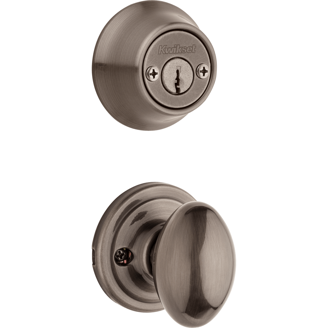 605 Double Cylinder Interior Pack w/Laurel Knob for Kwikset Series Handlesets in Antique Nickel