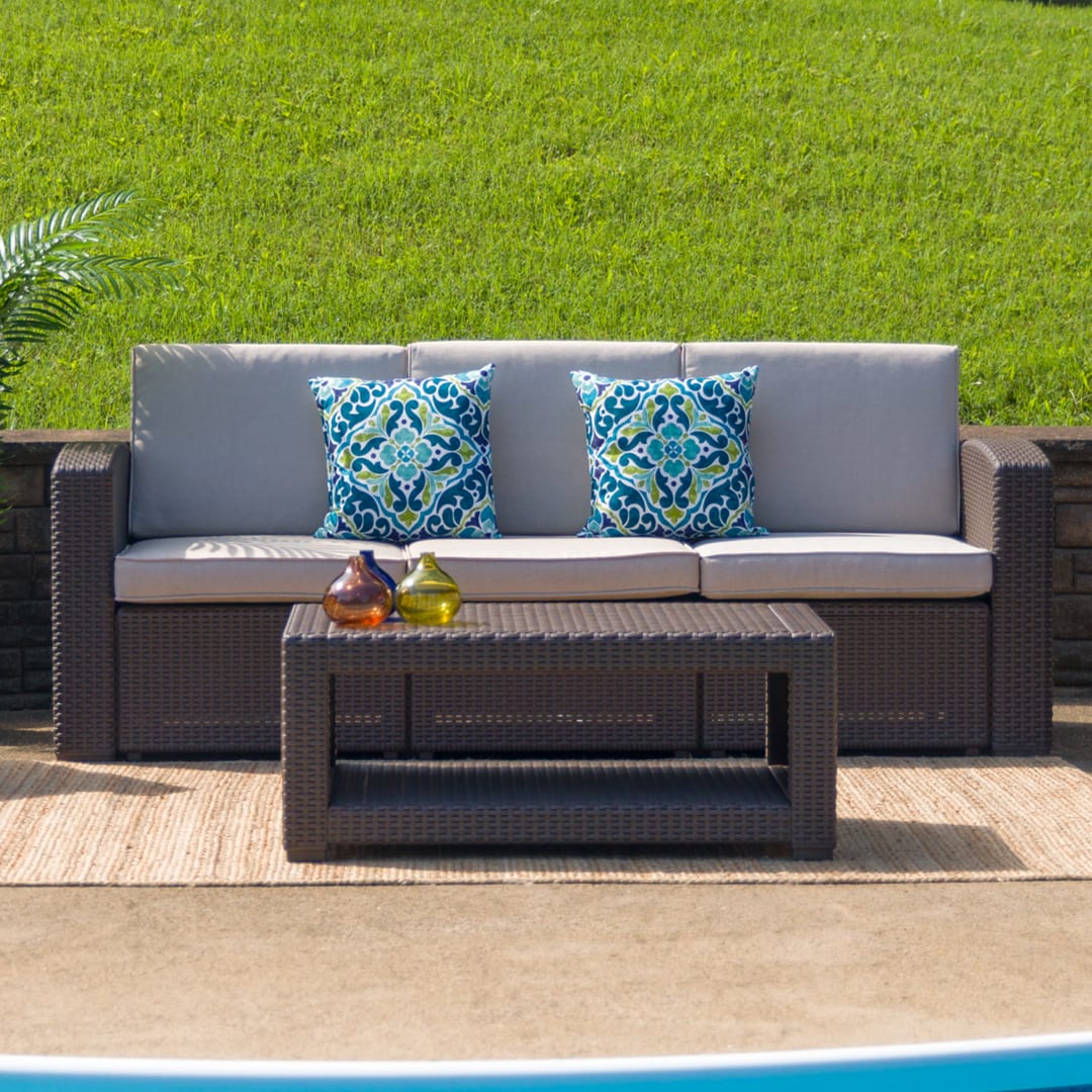 Seneca Chocolate Brown Faux Rattan Coffee Table