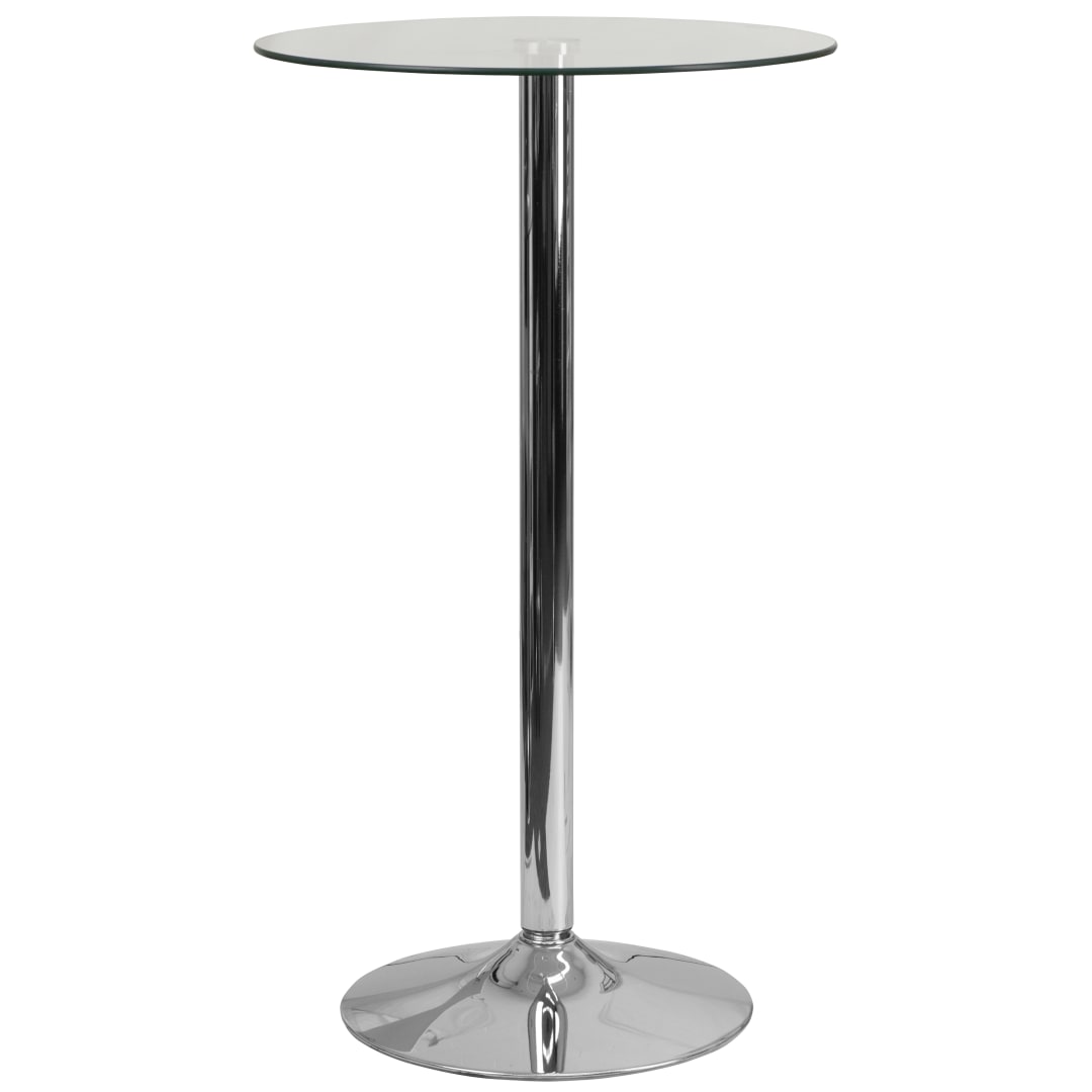 Fredrick 23.75'' Round Glass Table with 41.75''H Chrome Base