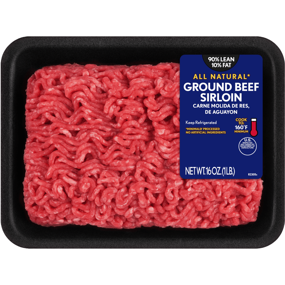 All Natural* 90% Lean/10% Fat Ground Beef Sirloin Tray, 1 lb