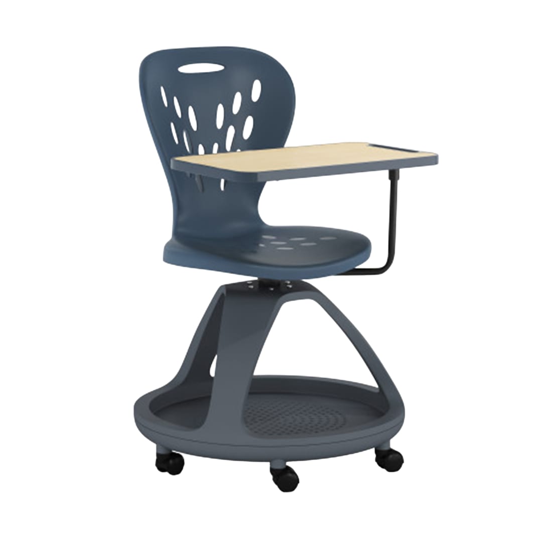 Laikyn Dark Gray Mobile Desk Chair with 360 Degree Tablet Rotation and Under Seat Storage Cubby