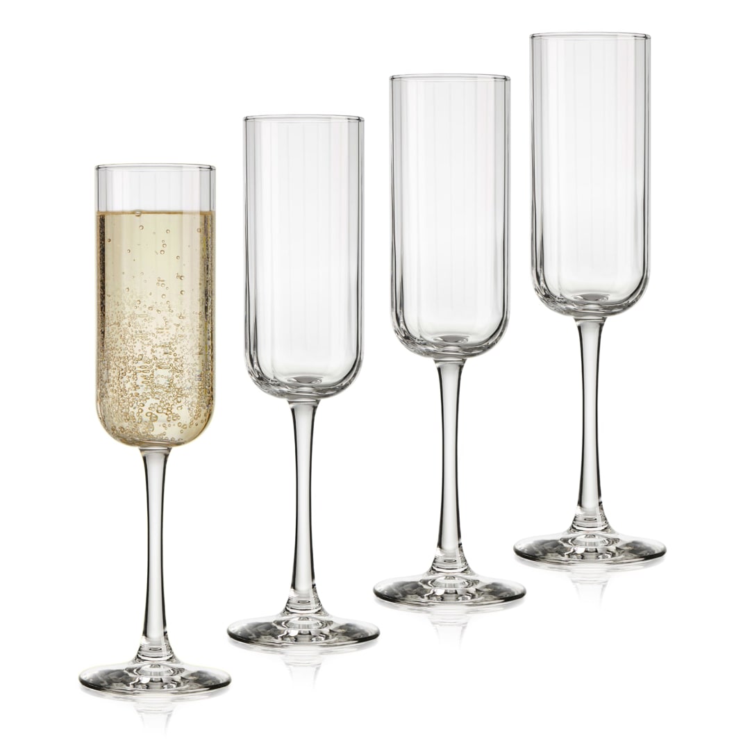Libbey Paneled Champagne Flute Glasses, 7.5-ounce, Set of 4