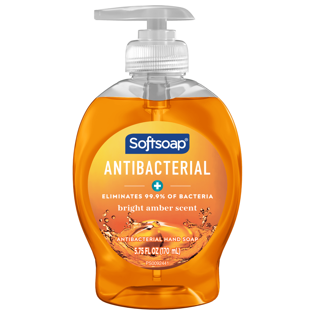 Softsoap Antibacterial Hand Soap, Eliminates 99% of Bacteria, Bathroom or Kitchen Hand Soap, Paraben Free, Bright Amber Scent, 5.75 fl oz Pump Bottle