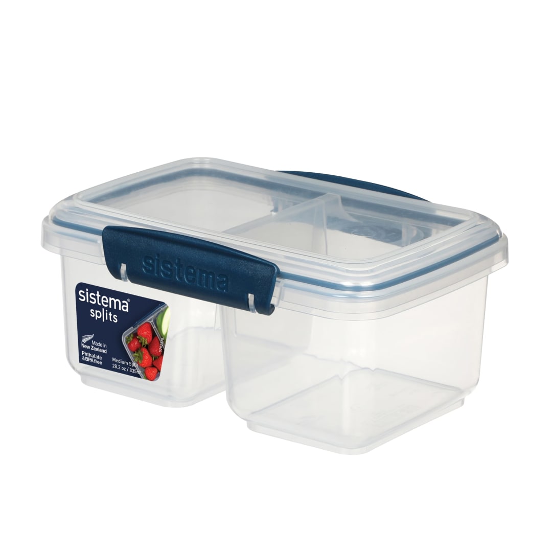 Sistema Medium Split Meal & Food Container with 2 Compartments | 835ml | BPA-Free | 1 Food Storage Container | Dark Blue