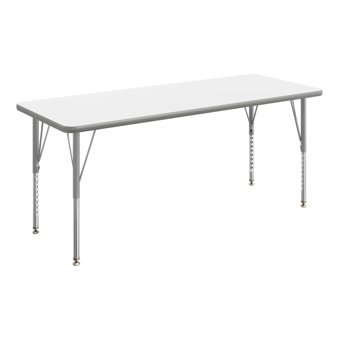 Wren 60" x 24" Adjustable Height Activity Table, Thermal Laminate Top, Short Legs, White