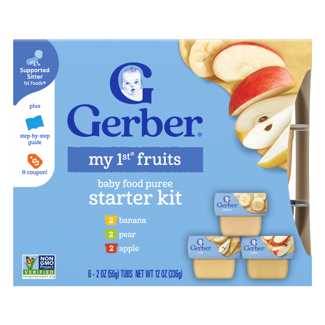 Gerber Stage 1 Baby Food, Fruit Variety Pack Puree Tubs, Baby Puree, 6PK