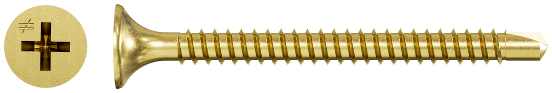 Simpson Strong-Tie DWFSD158PS DWFSD Drywall-to-CFS Screw (Collated) — #6 x 1-5/8 in. #2 Phillips, Yellow Zinc (2500-Qty) (Pack of 100)
