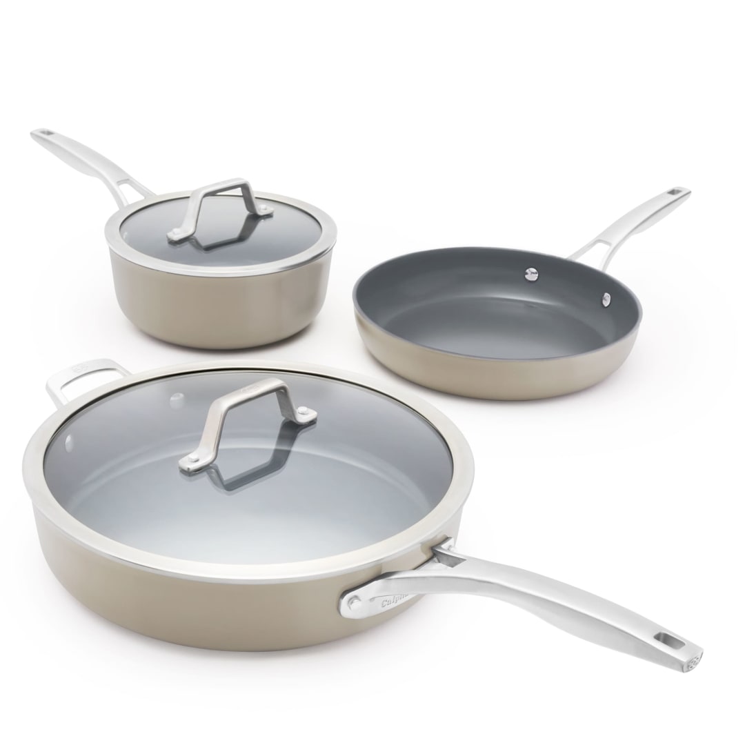 Calphalon® Premier Ceramic Nonstick 5-Piece Cookware Set, Mushroom Grey