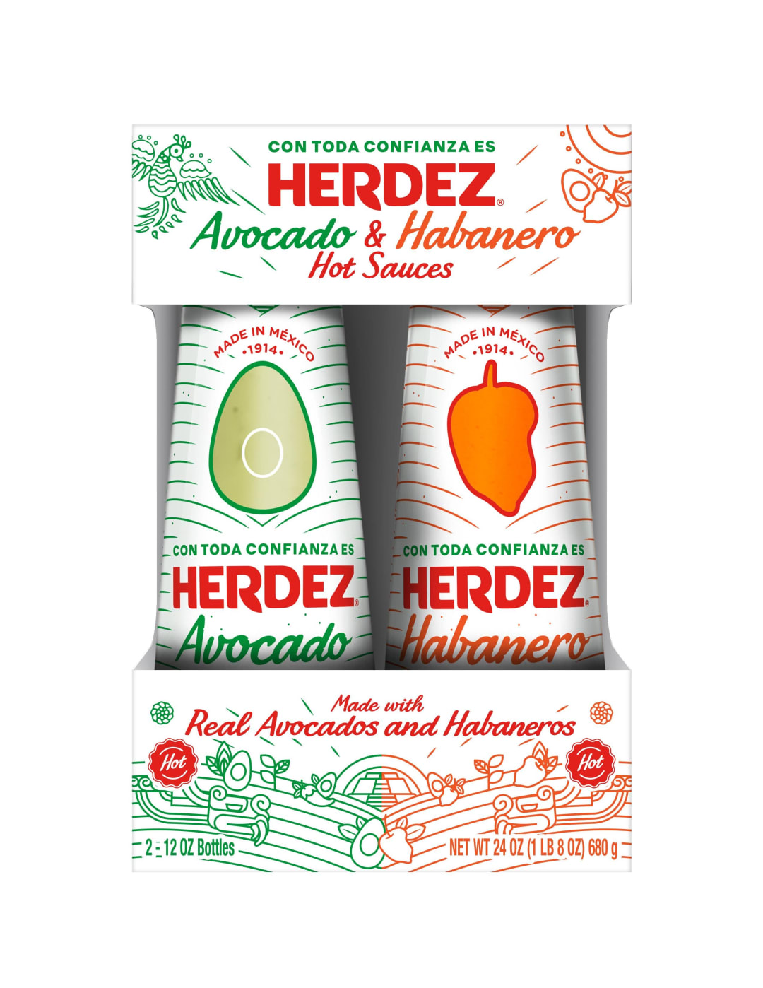 HERDEZ Avocado and Habanero Hot Sauce 2/12oz