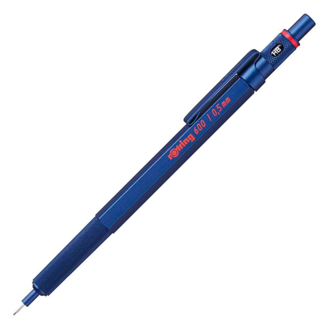 rOtring 600 Mechanical Pencil | HB 0.5 mm | Blue All-Metal Body | Hexagonal Barrel