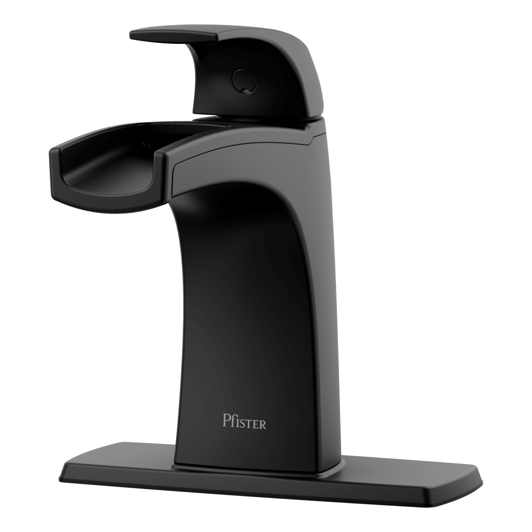 Karci Single Control 4" Trough Centerset Bathroom Faucet in Matte Black