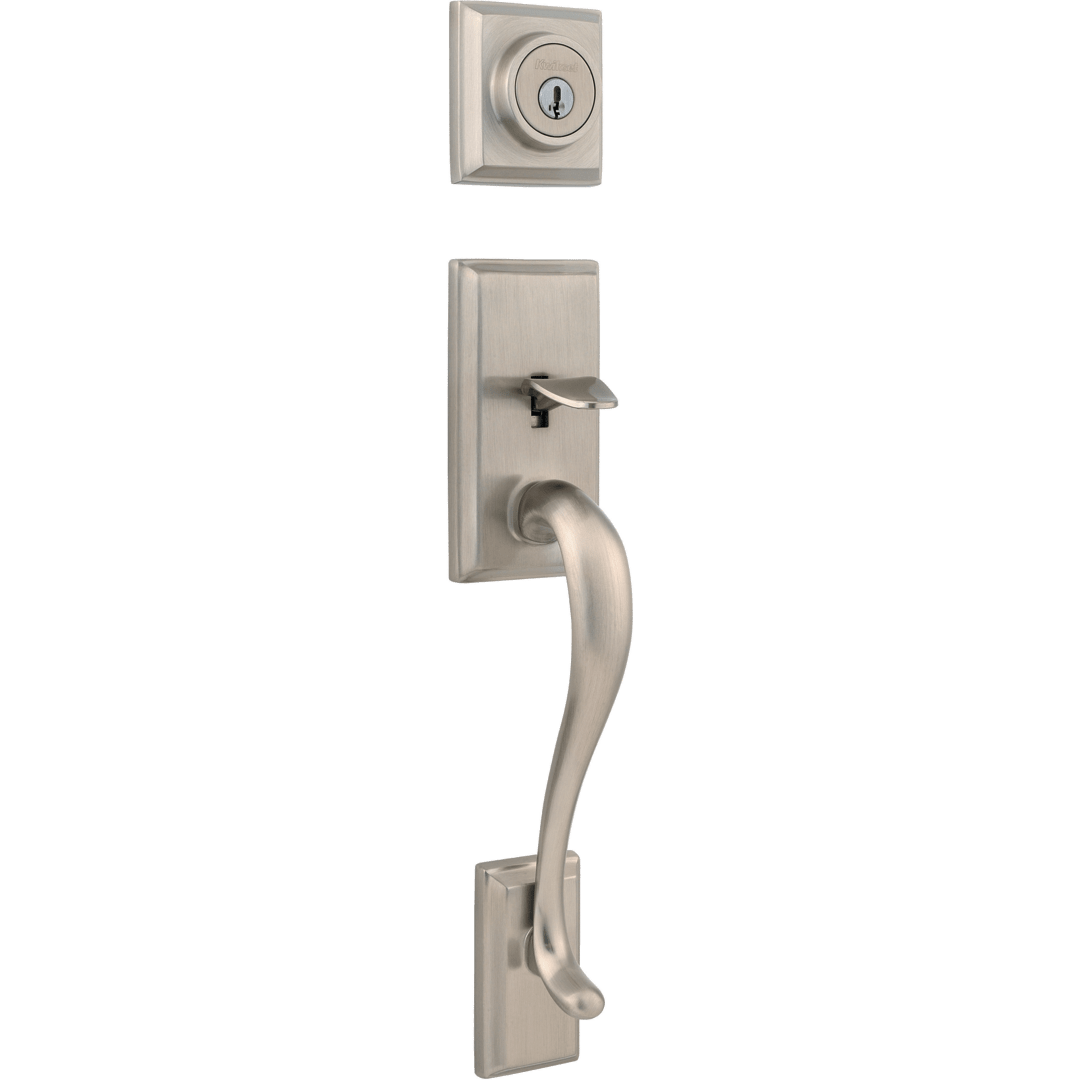 Hawthorne Double Cylinder Exterior Only Handleset featuring SmartKey Security™ in Satin Nickel