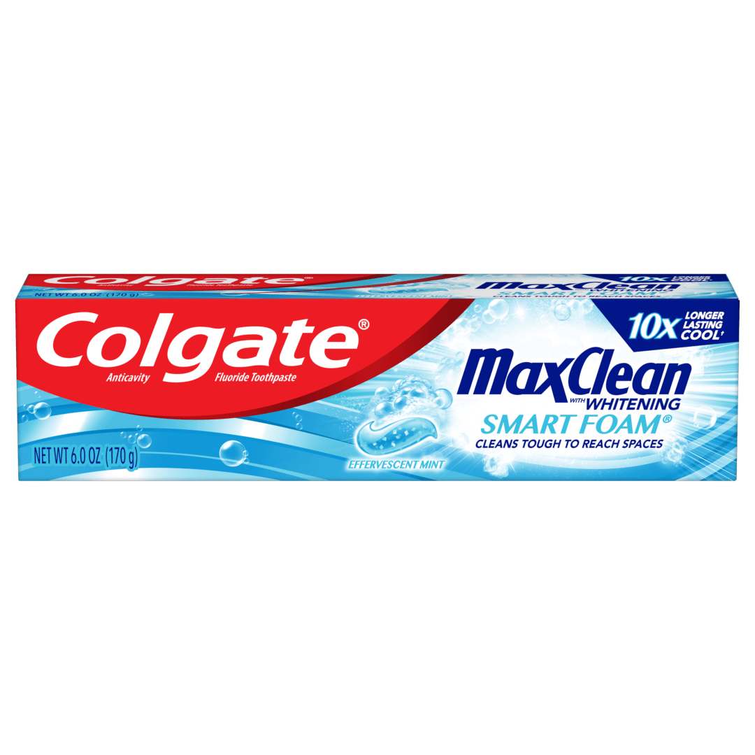 Colgate Max Clean with Whitening Foaming Toothpaste, Effervescent Mint - 6 ounce