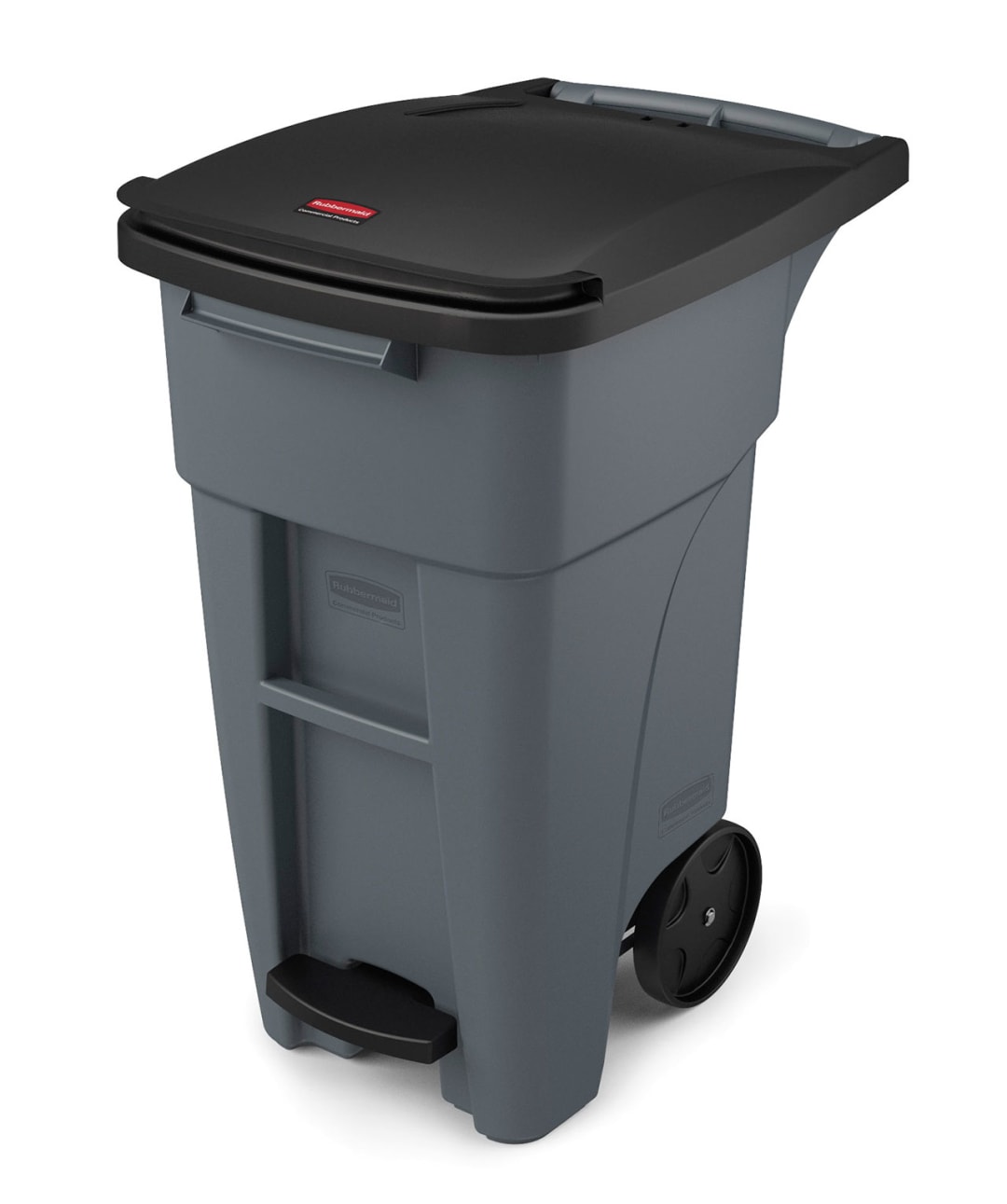BRUTE® 32 Gal Step On Rollout Container Gray