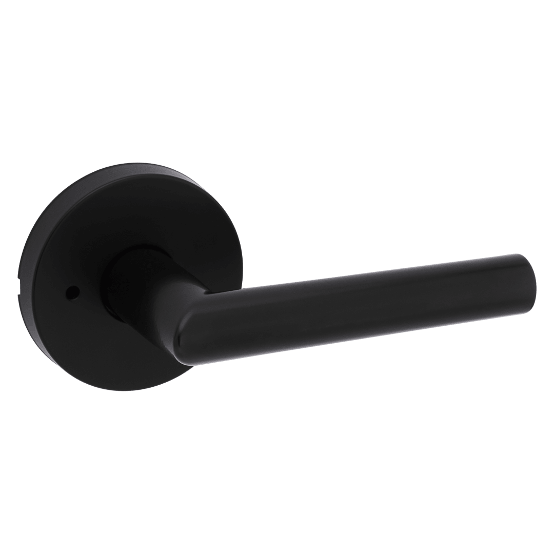 Milan Bed/Bath Lever w/ Round Rose in Matte Black