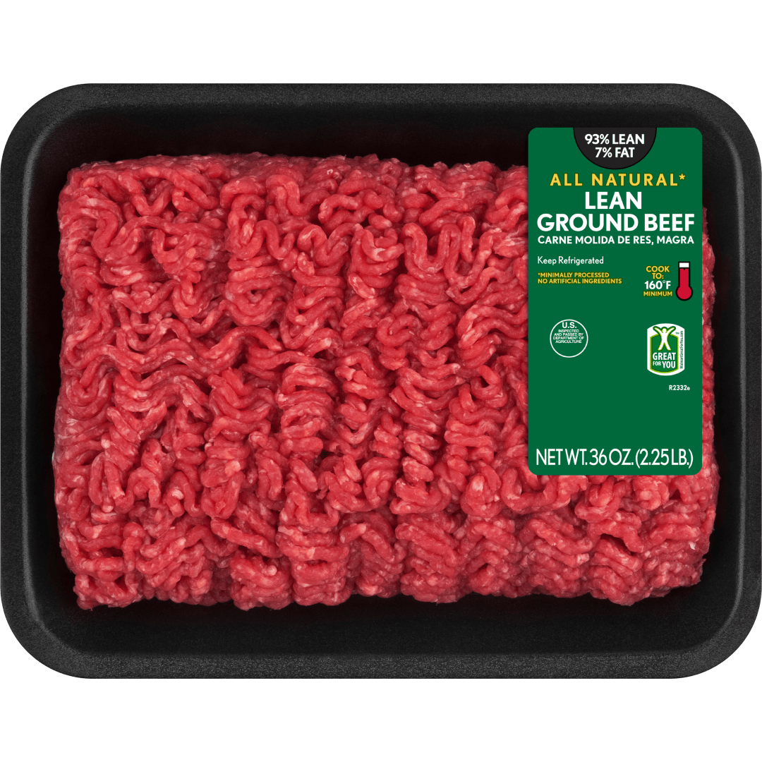 All Natural* 93% Lean/7% Fat Lean Ground Beef Tray, 2.25 lb