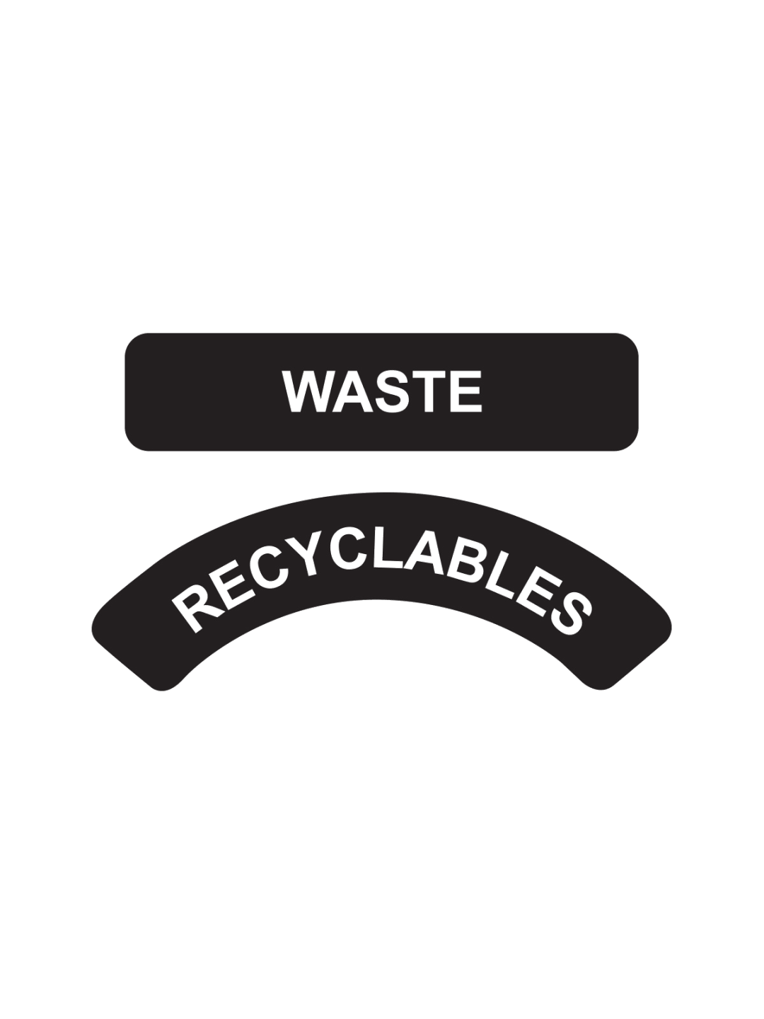  SUSTAINABLE CITY - Label - Recyclables-Waste - Black-White