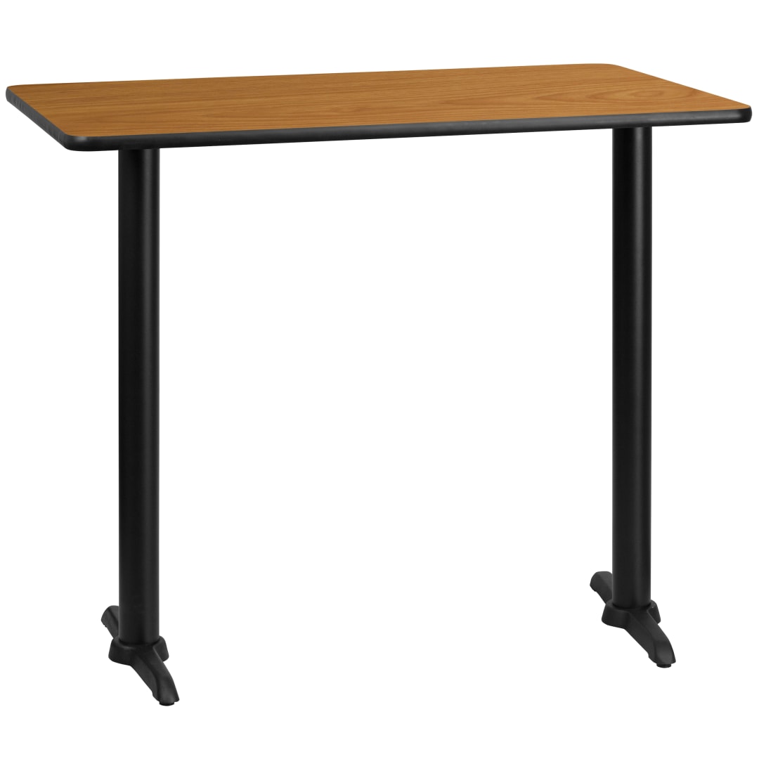 Stiles 30'' x 48'' Rectangular Natural Laminate Table Top with 5'' x 22'' Bar Height Table Bases