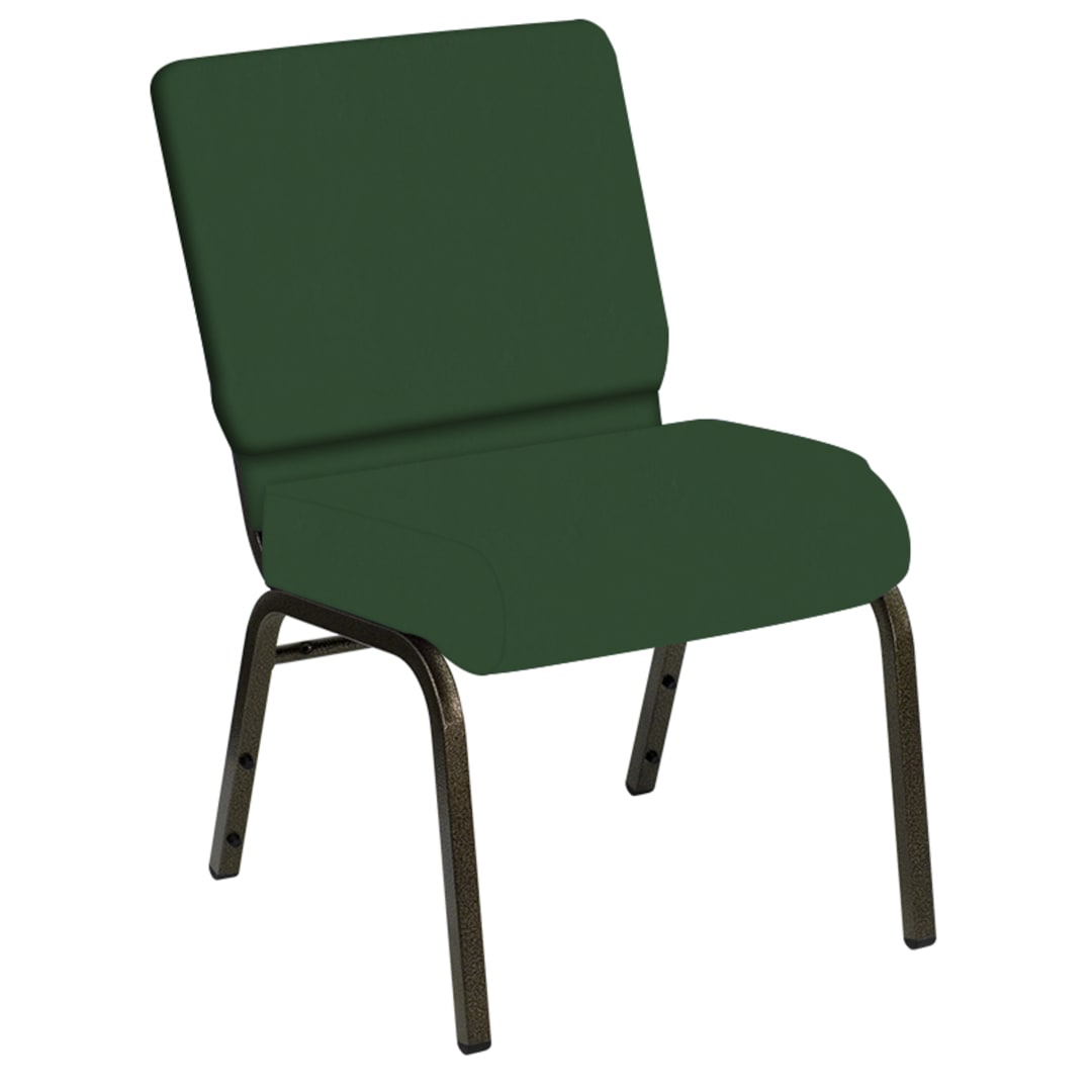 Embroidered HERCULES Series 21''W Church Chair in E-Z Wallaby Forest Vinyl - Gold Vein Frame