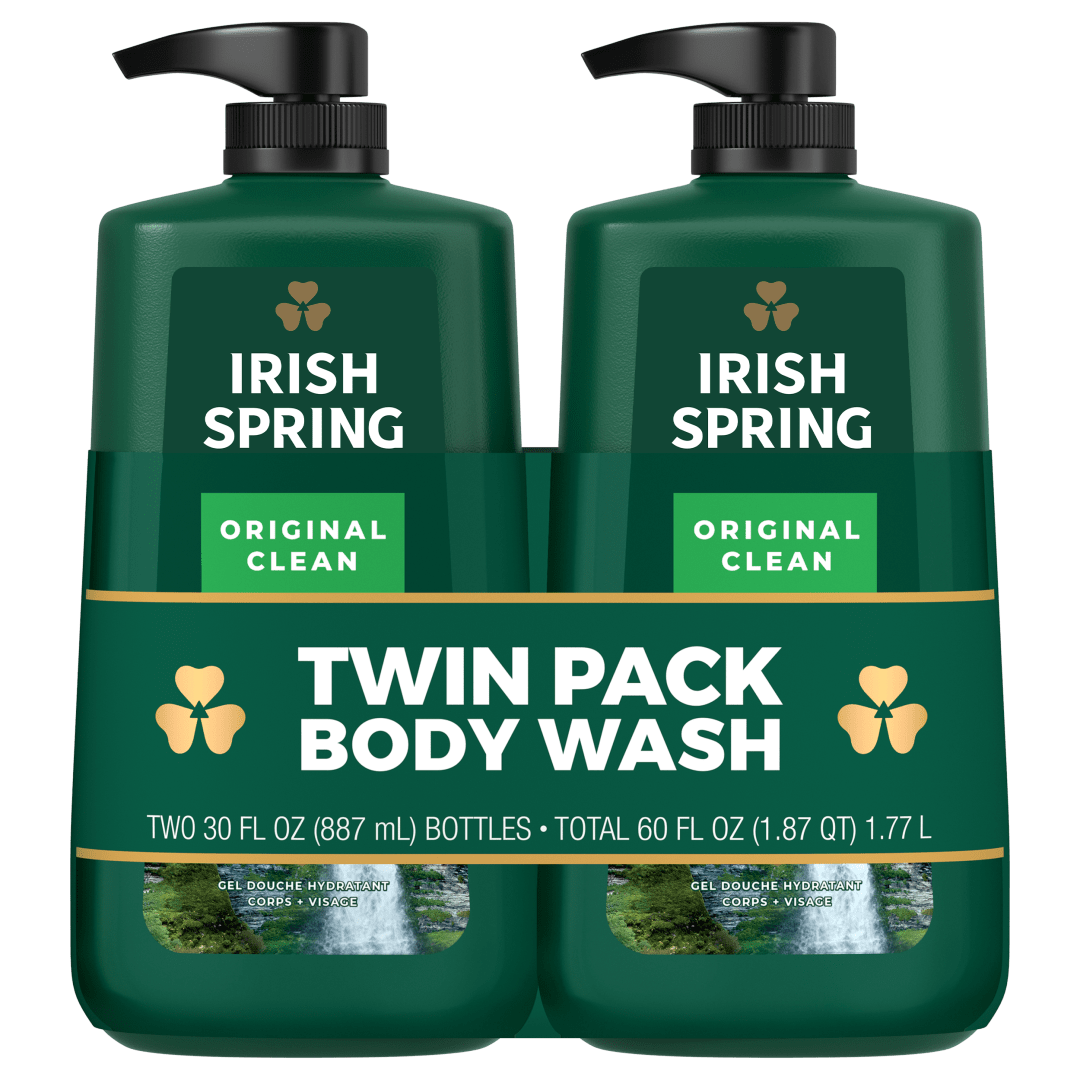Irish Spring Body Wash for Men, Original Clean Body Wash, 30 Oz Pump, 2 Pack