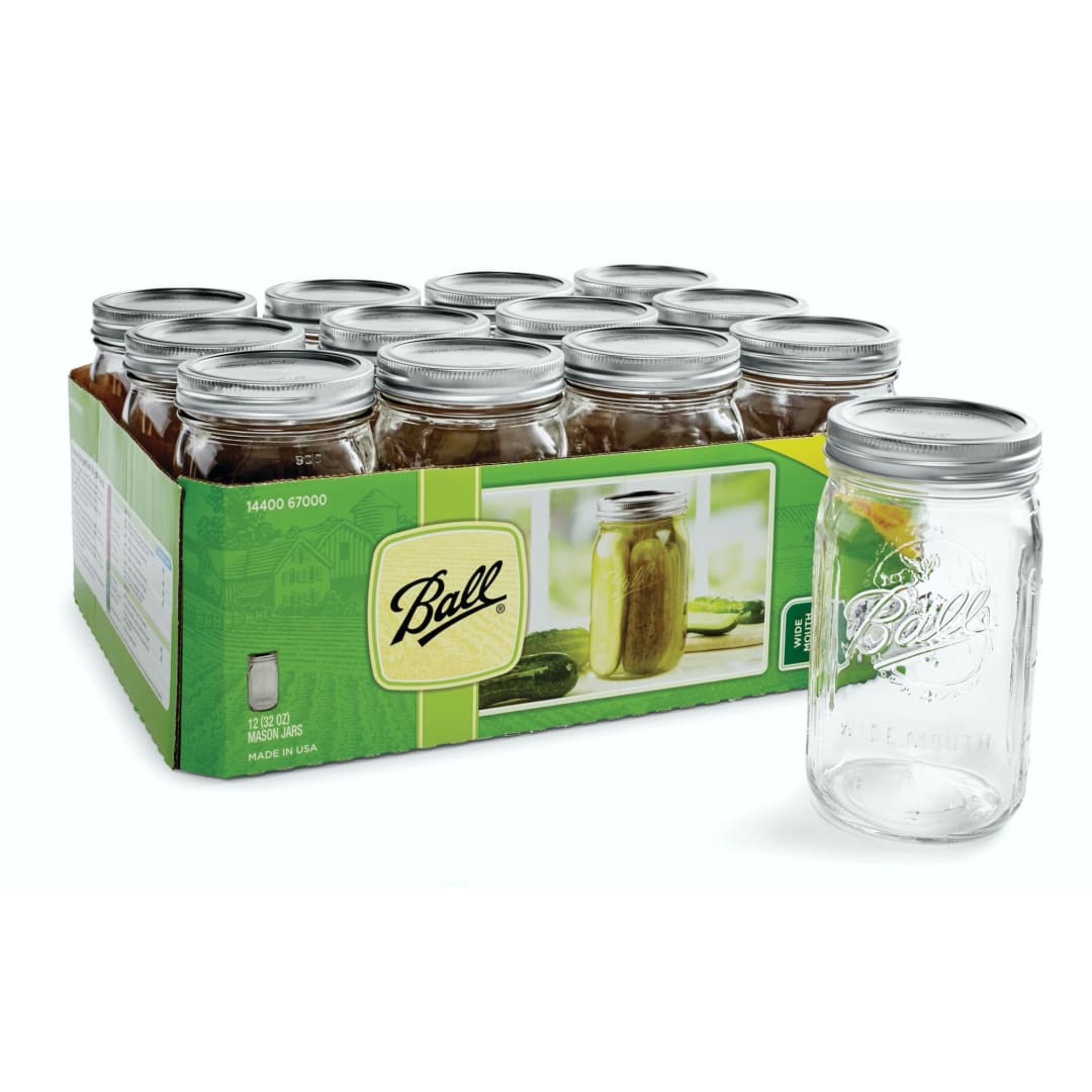 Ball® Wide Mouth Quart 32oz. Glass Mason Jars with Lids and Bands, 12 Count