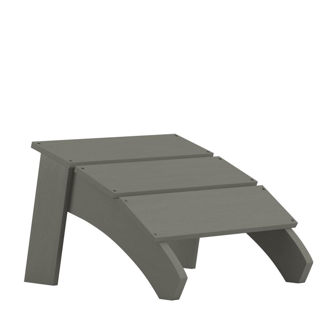 Sawyer Modern Commercial Grade All-Weather Poly Resin Wood Adirondack Ottoman Foot Rest in Gray