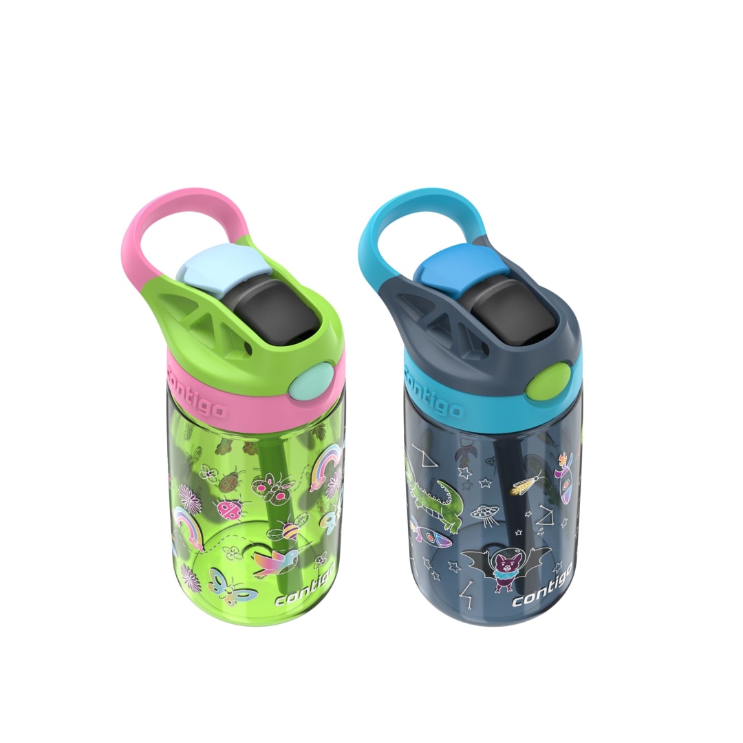 Contigo® Kids Water Bottle with Redesigned AUTOSPOUT® Straw, 14oz, 2-Pack