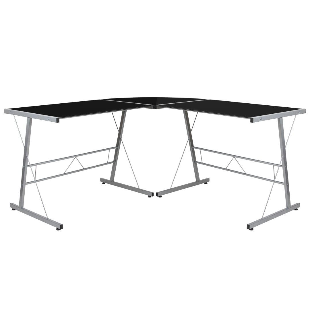 Ginny L-Shaped Desk 83.5" Computer Corner Desk, Gaming Corner Desk, Home Office Corner Desk, Gaming Desk, Easy to Assemble, Black