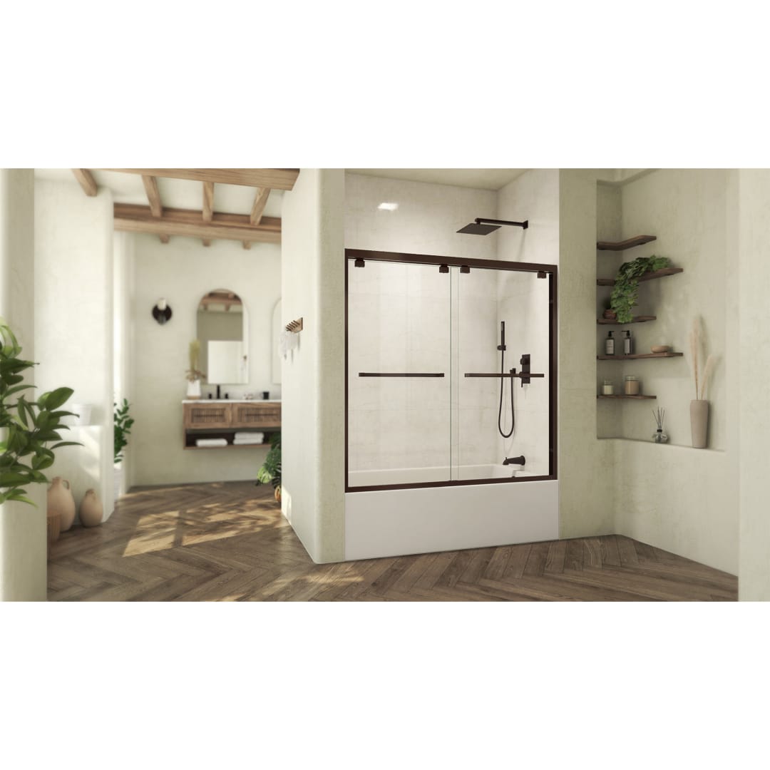 DreamLine Abbey 56 - 60 inch W x 58 inch H Semi-Frameless Bypass Tub Door in Oil Rubbed Bronze