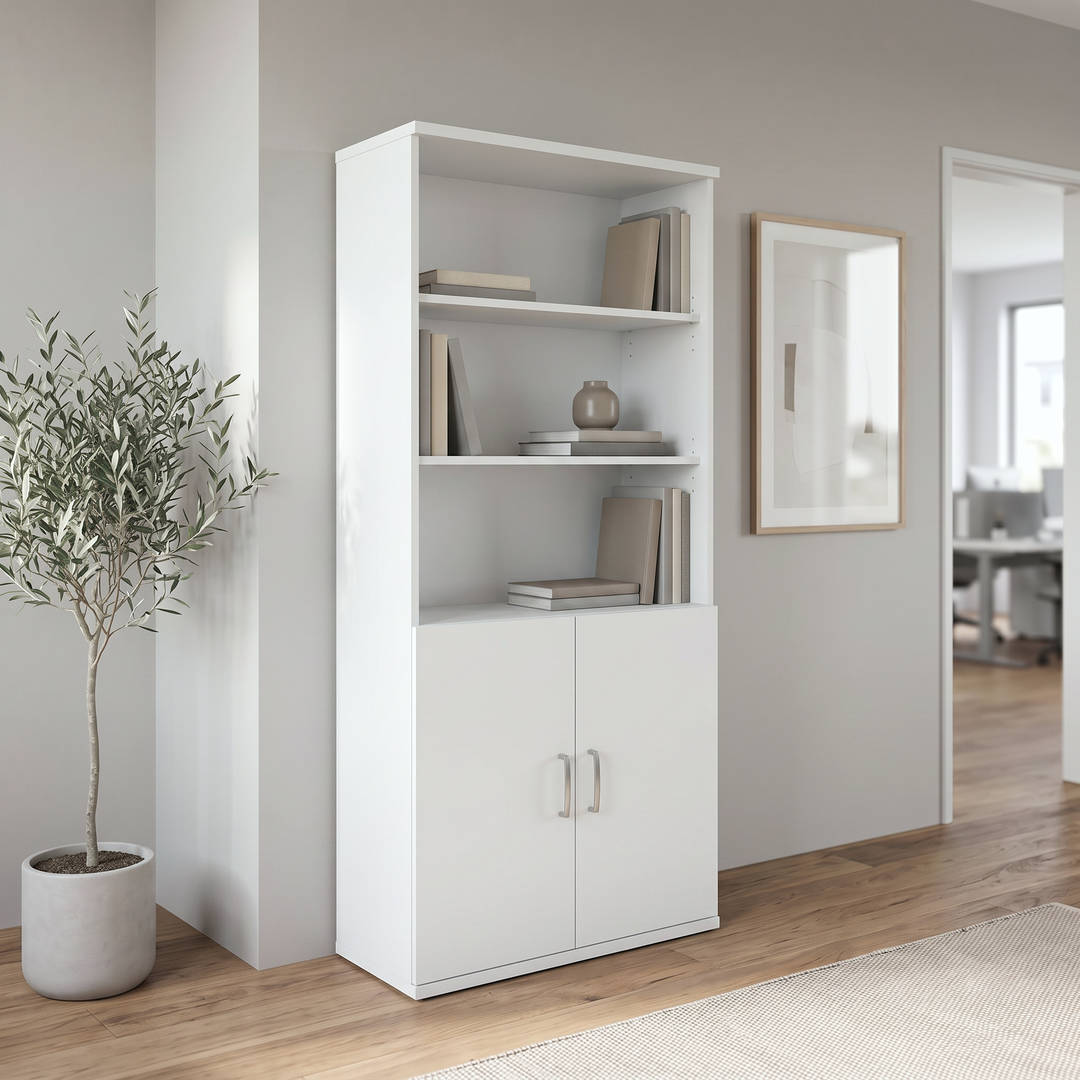 Cornerstone 5-Shelf Bookcase with Door Kit, White