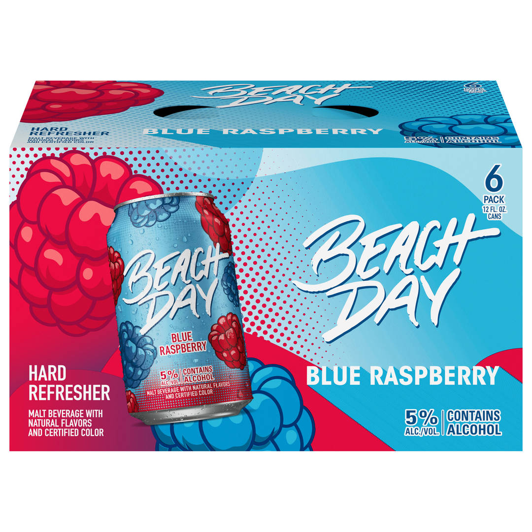 Beach Day Blue Raspberry Malt Beverage 6 - 12 fl oz Cans
